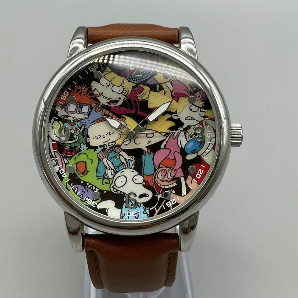 Nickelodeon Rewind Mens Watch 46mm Rugrats Arnold Rocko's Leather New Battery